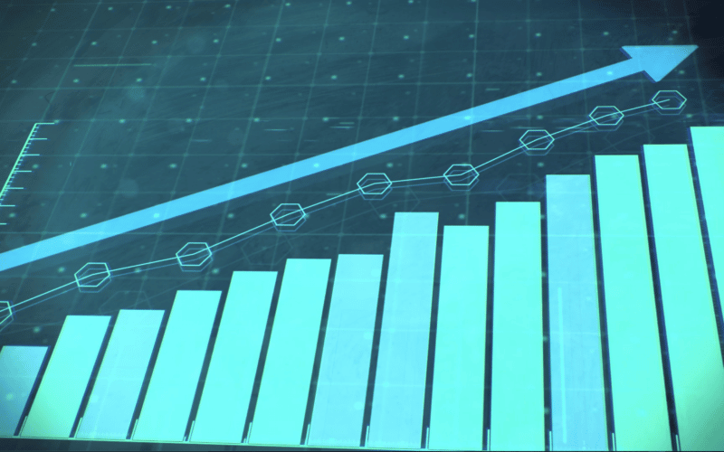 Bar chart showing an upward progression