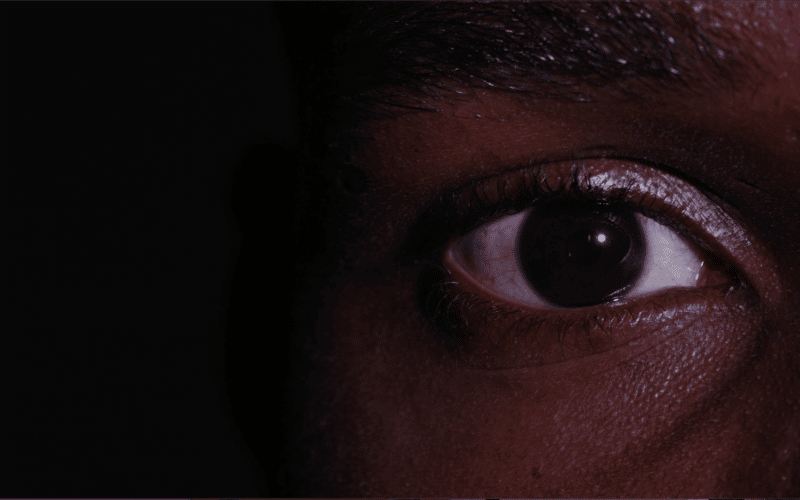 Close up of a person's brown eye