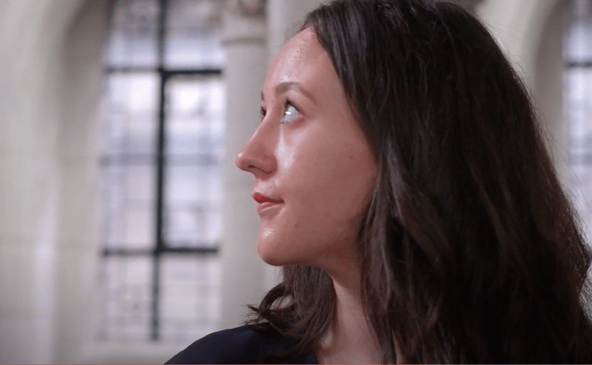 Close up of a Brunette Woman looking sideways