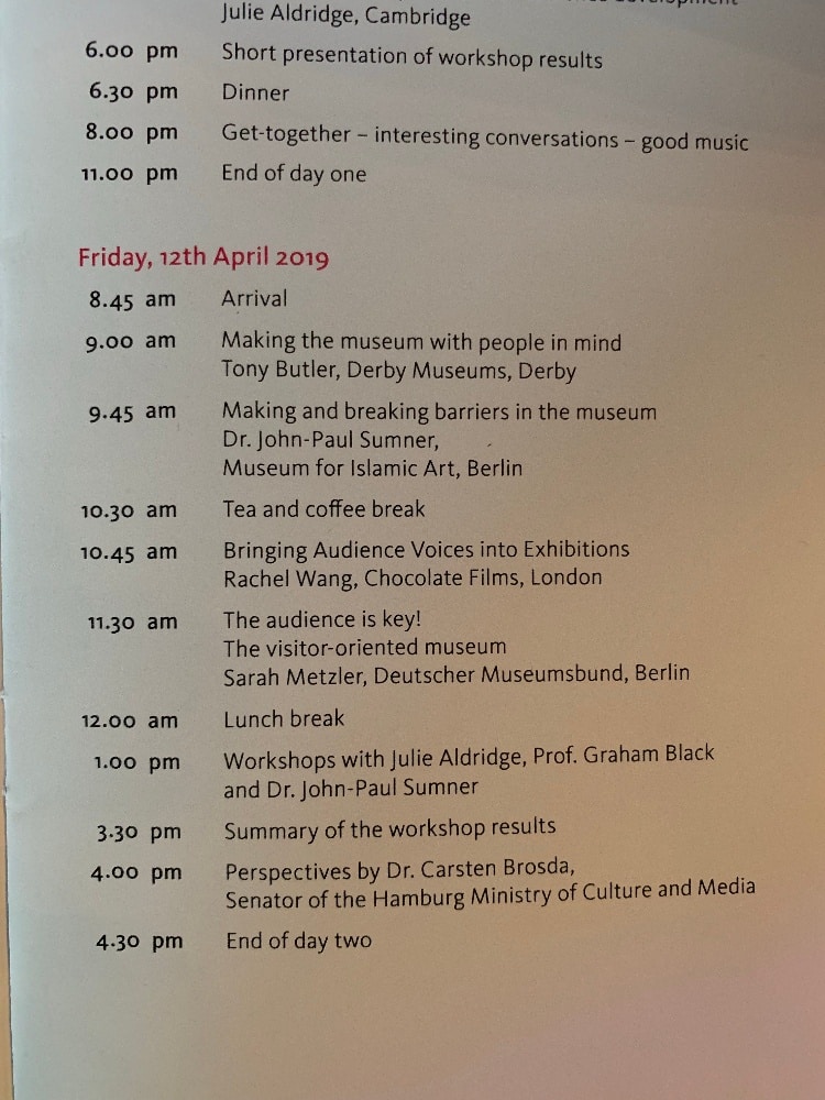 Relevant Museum conference Hamburg programme