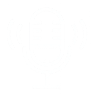 white line drawing of a podcast microphone